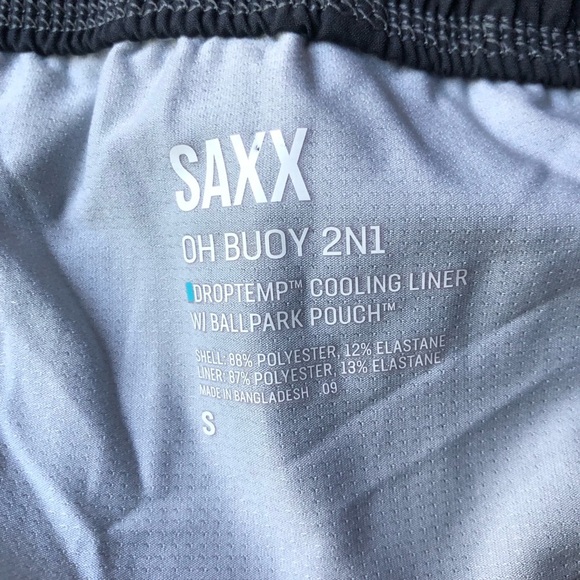 SAXX Oh Buoy 2N1 Lounge Shorts Mens S Black Swim Trunks Cooling Mesh Liner - Picture 4 of 8